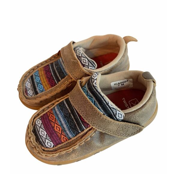 Twisted X Other - Twisted X Little Kid Brown Bomber Driving Mocs Canvas / Serape Inlay Toddler 7